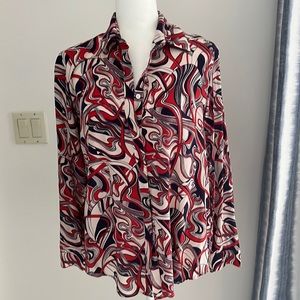 Catherine Gee Sophie Printed Silk Blouse size Small